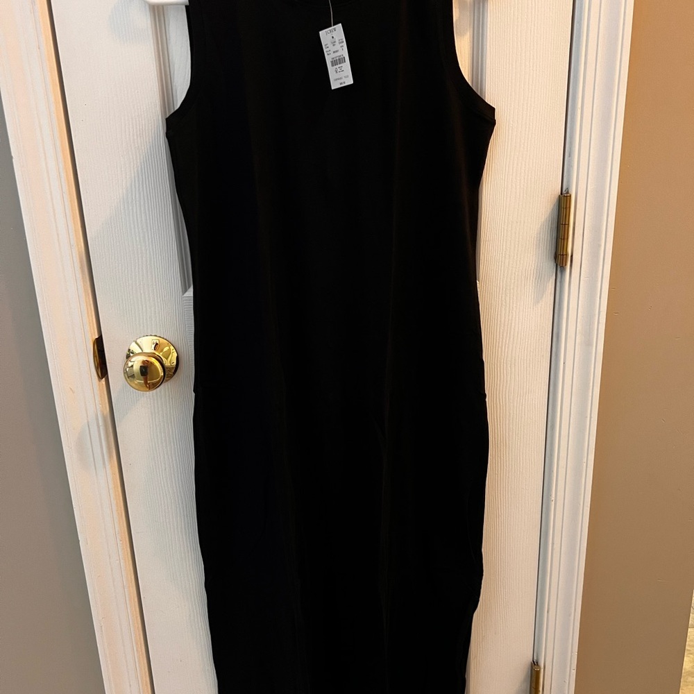 J. Crew Black Sheath Midi Dress Scoop Neck Sleeveless
